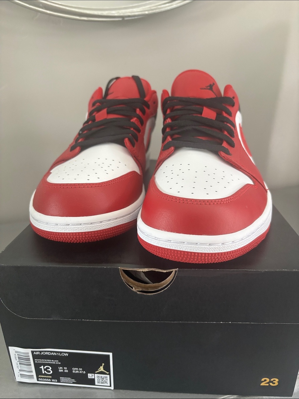 Jordan Low Top Sneakers in Red, White and Black